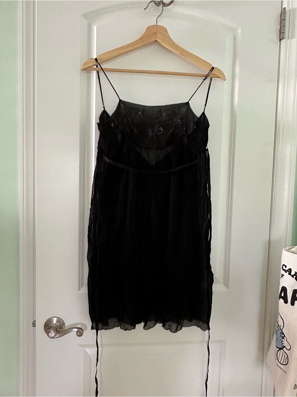 Vera Wang Black Sheer Embroidered Slip